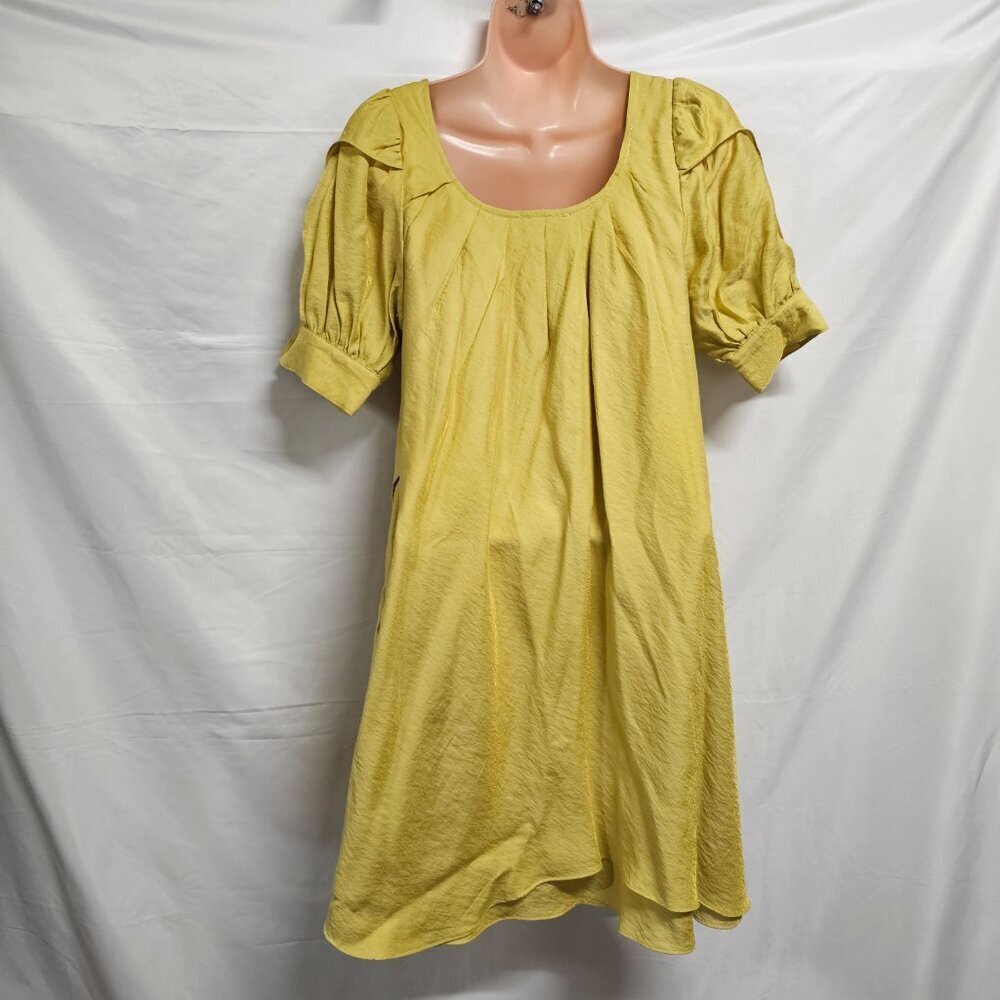 Gracia A-line Lagenlook Layered Short Dress Women Size S Mustard - Picture 10 of 10